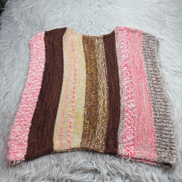 Anthropologie Women's M Textured Striped Knit Slub Sweater Boho Artsy - Picture 7 of 7